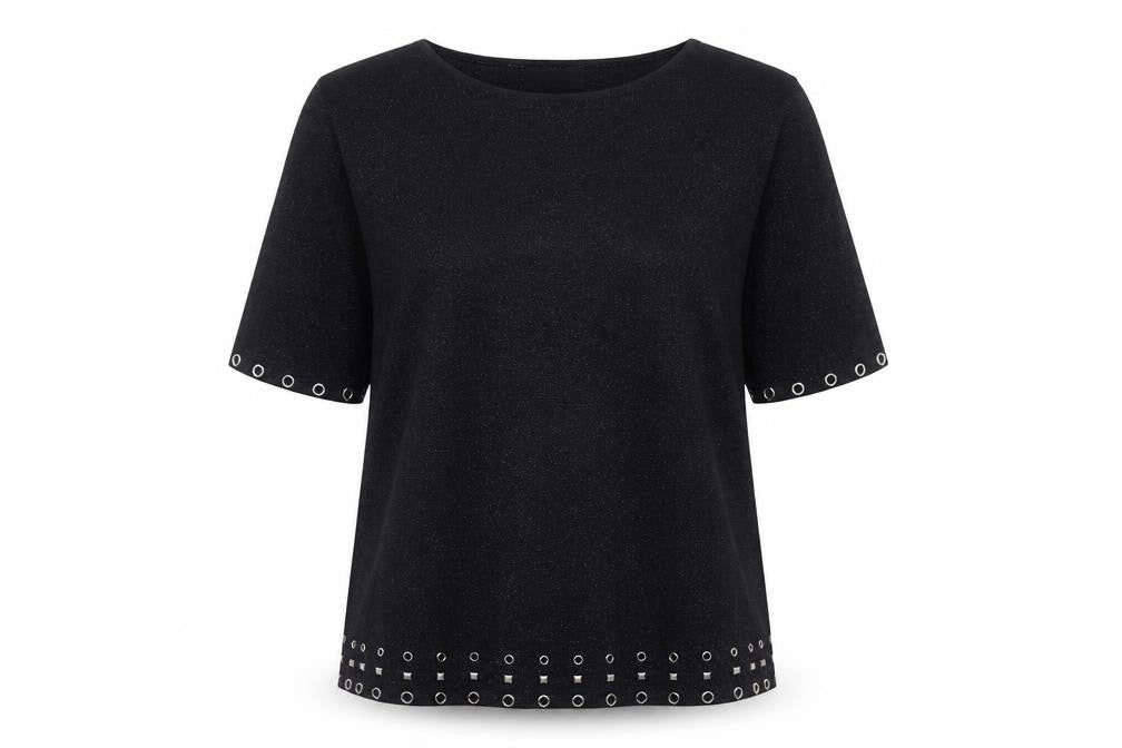 Wallis Womens Black Viscose Basic Blouse Size S Round Neck