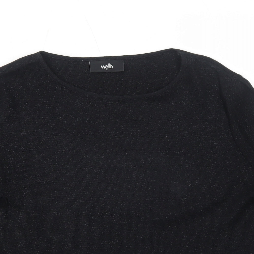 Wallis Womens Black Viscose Basic Blouse Size S Round Neck