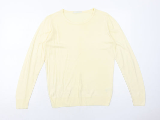 Marks and Spencer Womens Yellow Boat Neck Acrylic Pullover Jumper Size 8