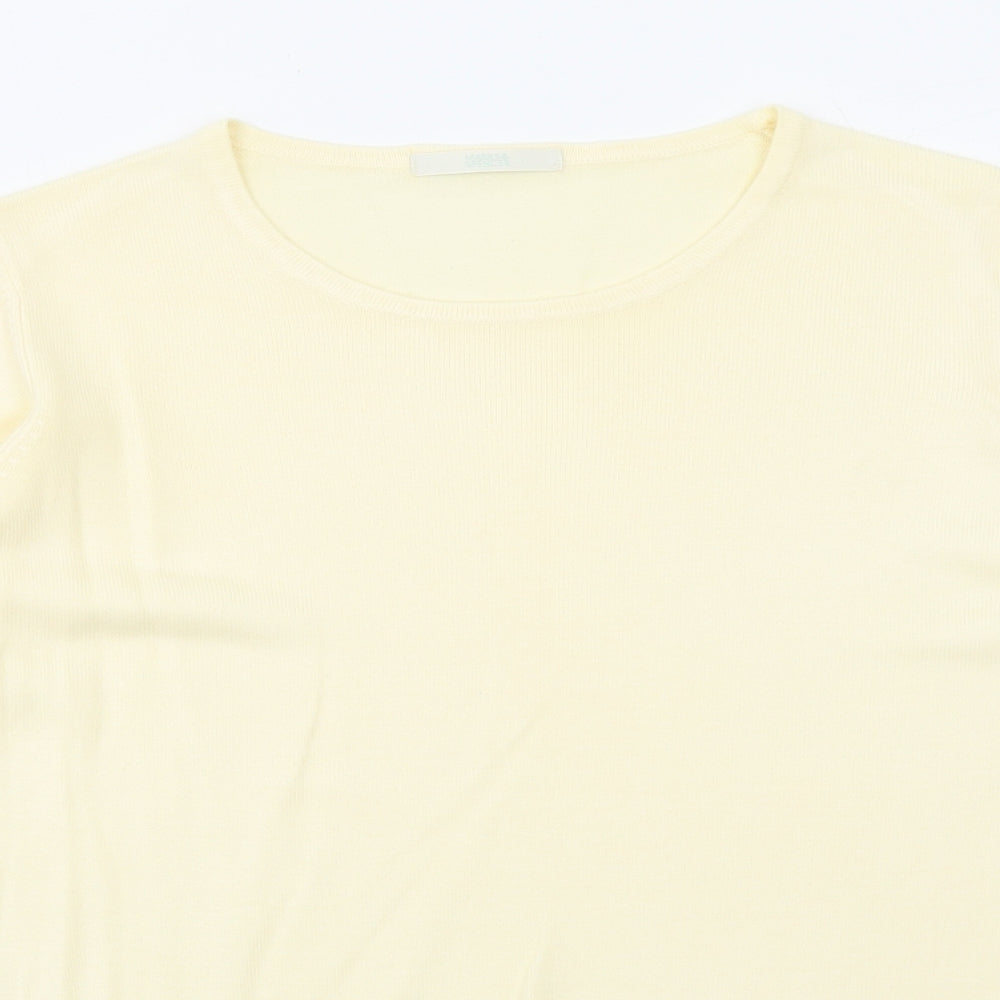 Marks and Spencer Womens Yellow Boat Neck Acrylic Pullover Jumper Size 8