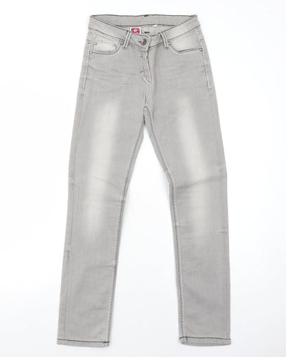 C&A Womens Grey Cotton Straight Jeans Size 6 Regular Zip