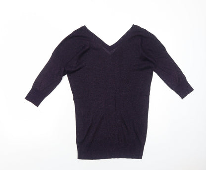 Next Womens Purple V-Neck Viscose Pullover Jumper Size 8