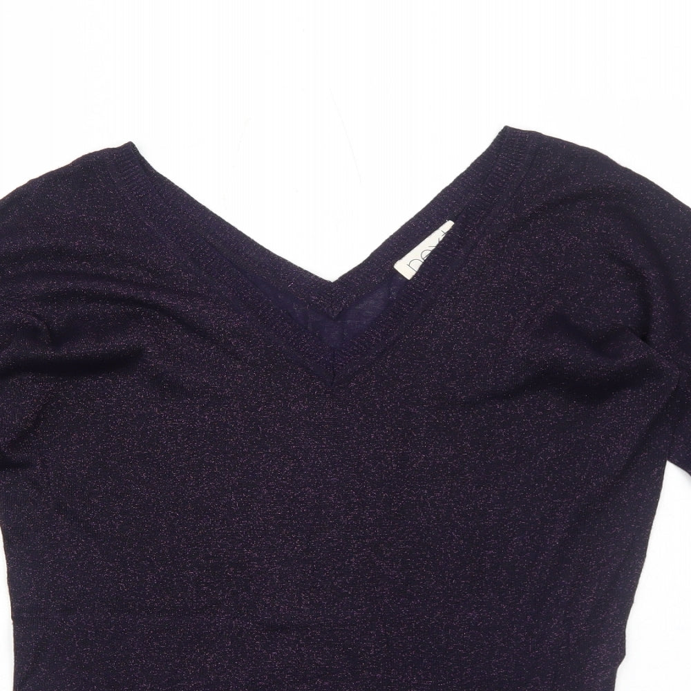NEXT Womens Purple V-Neck Viscose Pullover Jumper Size 8