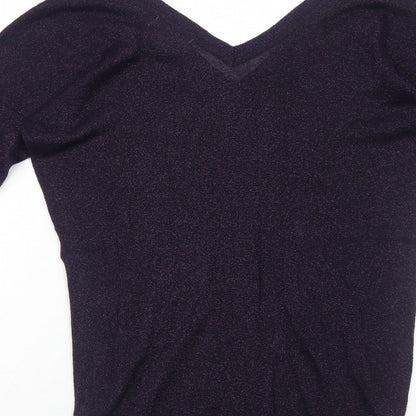 Next Womens Purple V-Neck Viscose Pullover Jumper Size 8