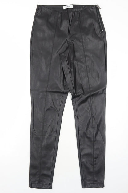 Pieces Womens Black Polyurethane Trousers Size M Regular Zip - Faux Leather