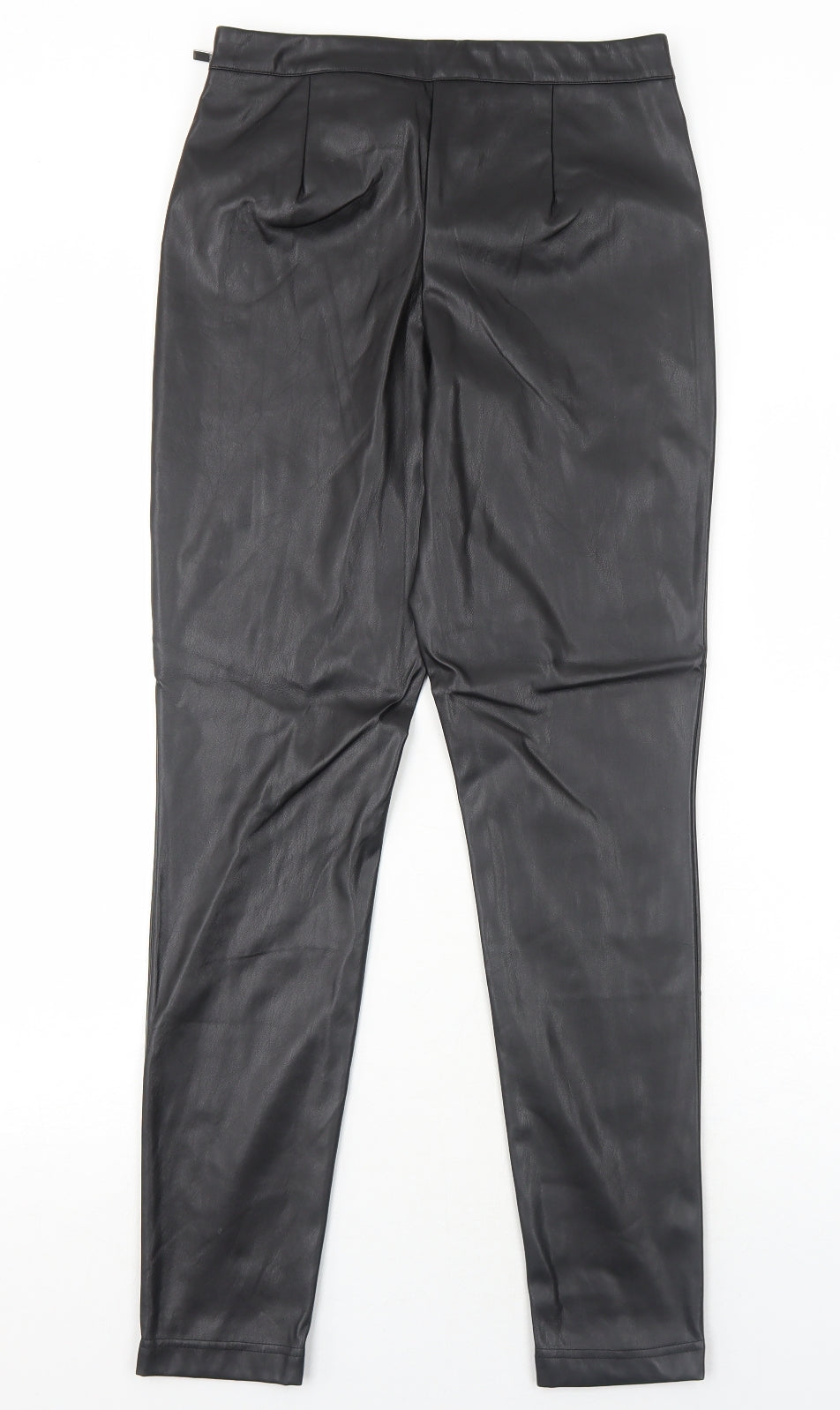Pieces Womens Black Polyurethane Trousers Size M Regular Zip - Faux Leather
