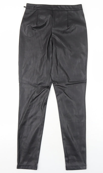 Pieces Womens Black Polyurethane Trousers Size M Regular Zip - Faux Leather