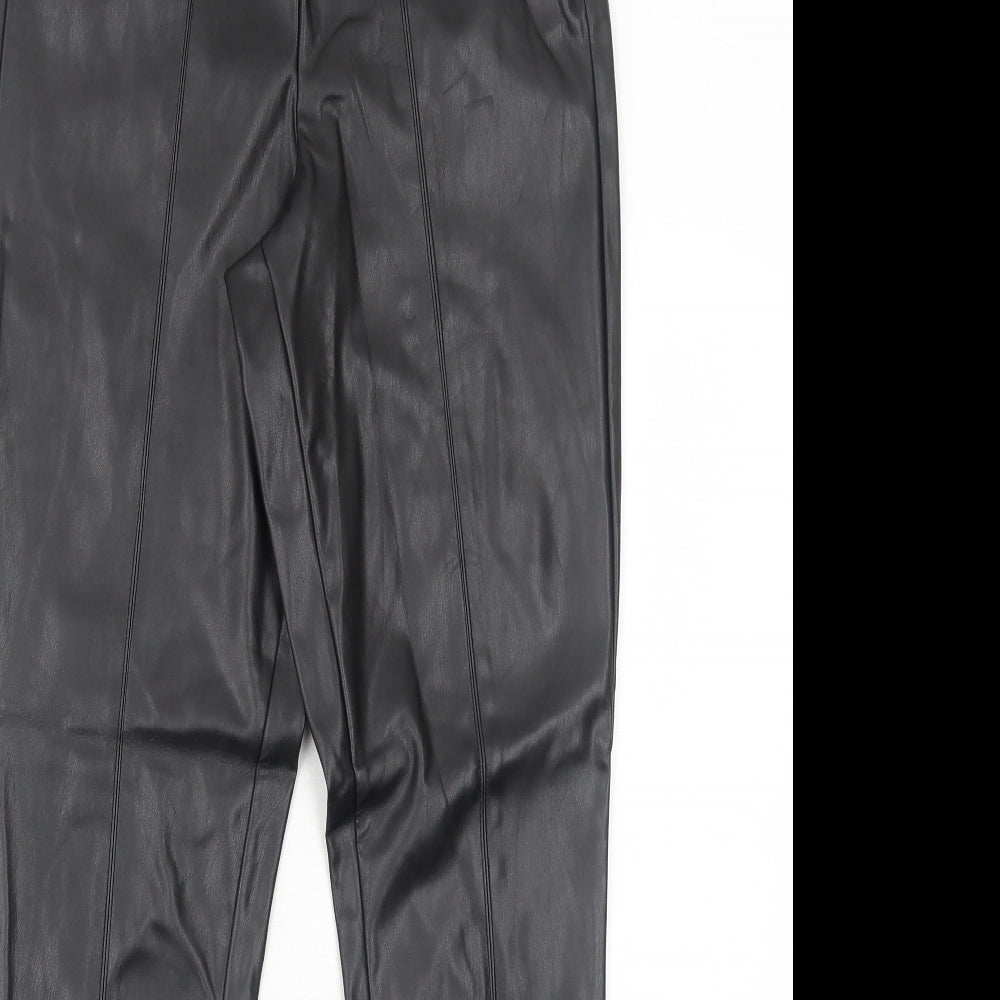 Pieces Womens Black Polyurethane Trousers Size M Regular Zip - Faux Leather