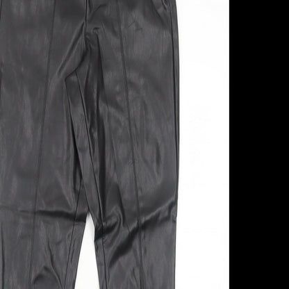 Pieces Womens Black Polyurethane Trousers Size M Regular Zip - Faux Leather