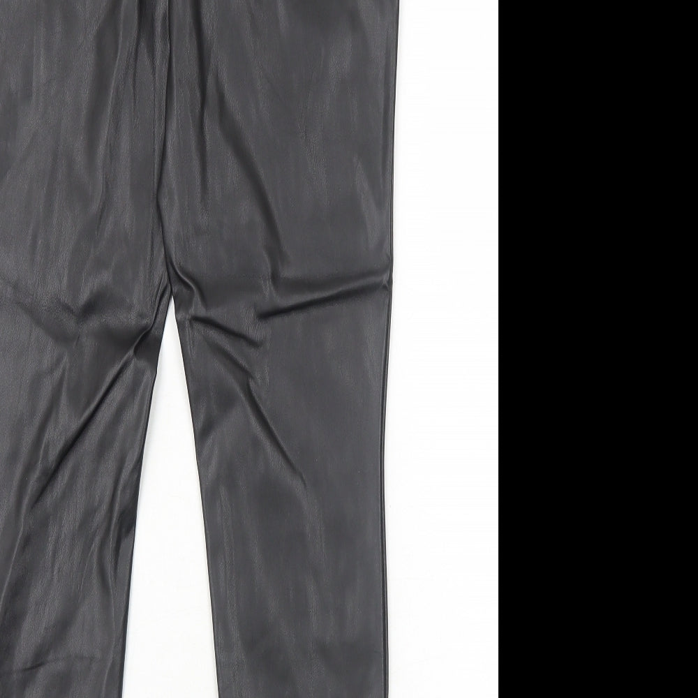 Pieces Womens Black Polyurethane Trousers Size M Regular Zip - Faux Leather