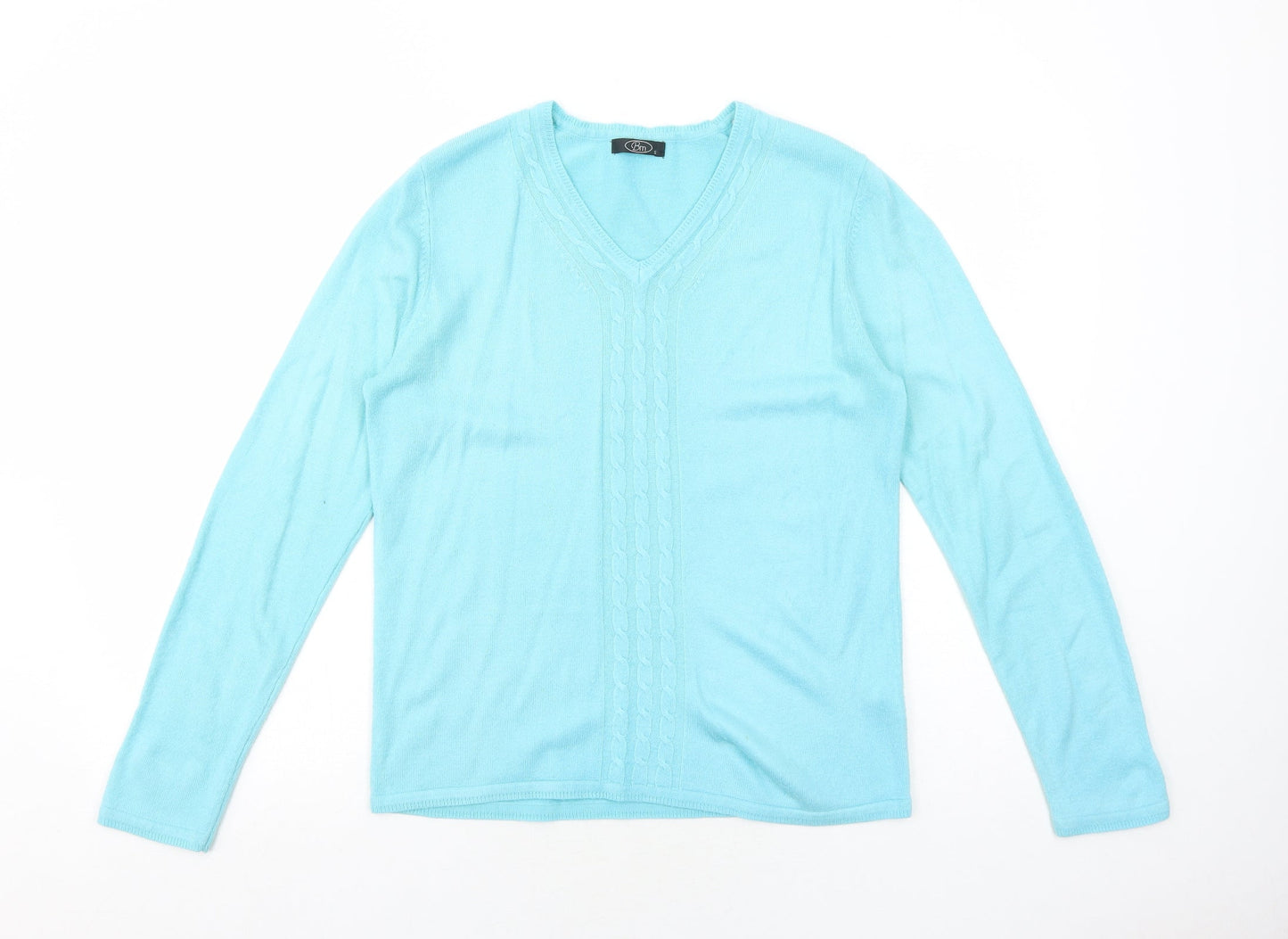 Bonmarché Womens Blue V-Neck Acrylic Pullover Jumper Size S