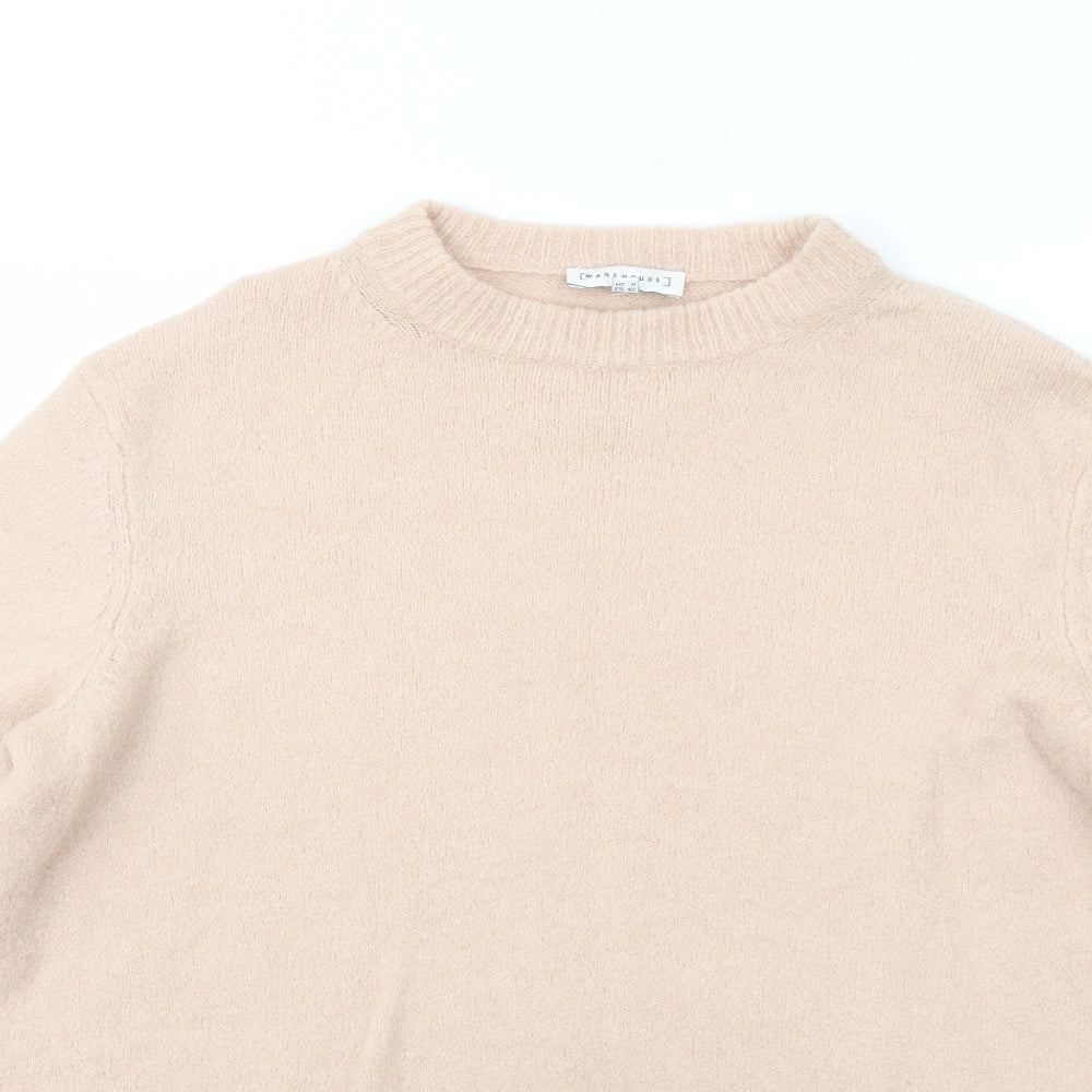 Warehouse Womens Pink Mock Neck Acrylic Pullover Jumper Size 12