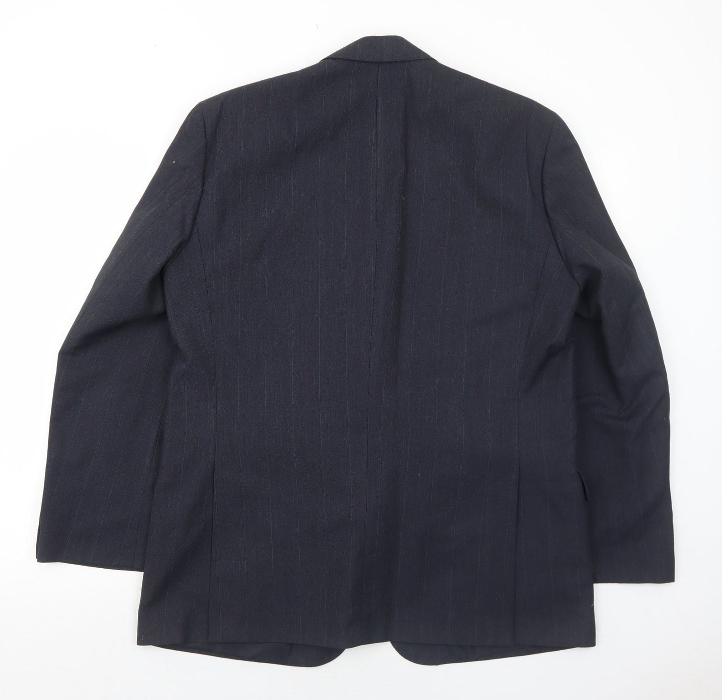 Classics Mens Blue Striped Polyester Jacket Suit Jacket Size 44 Regular