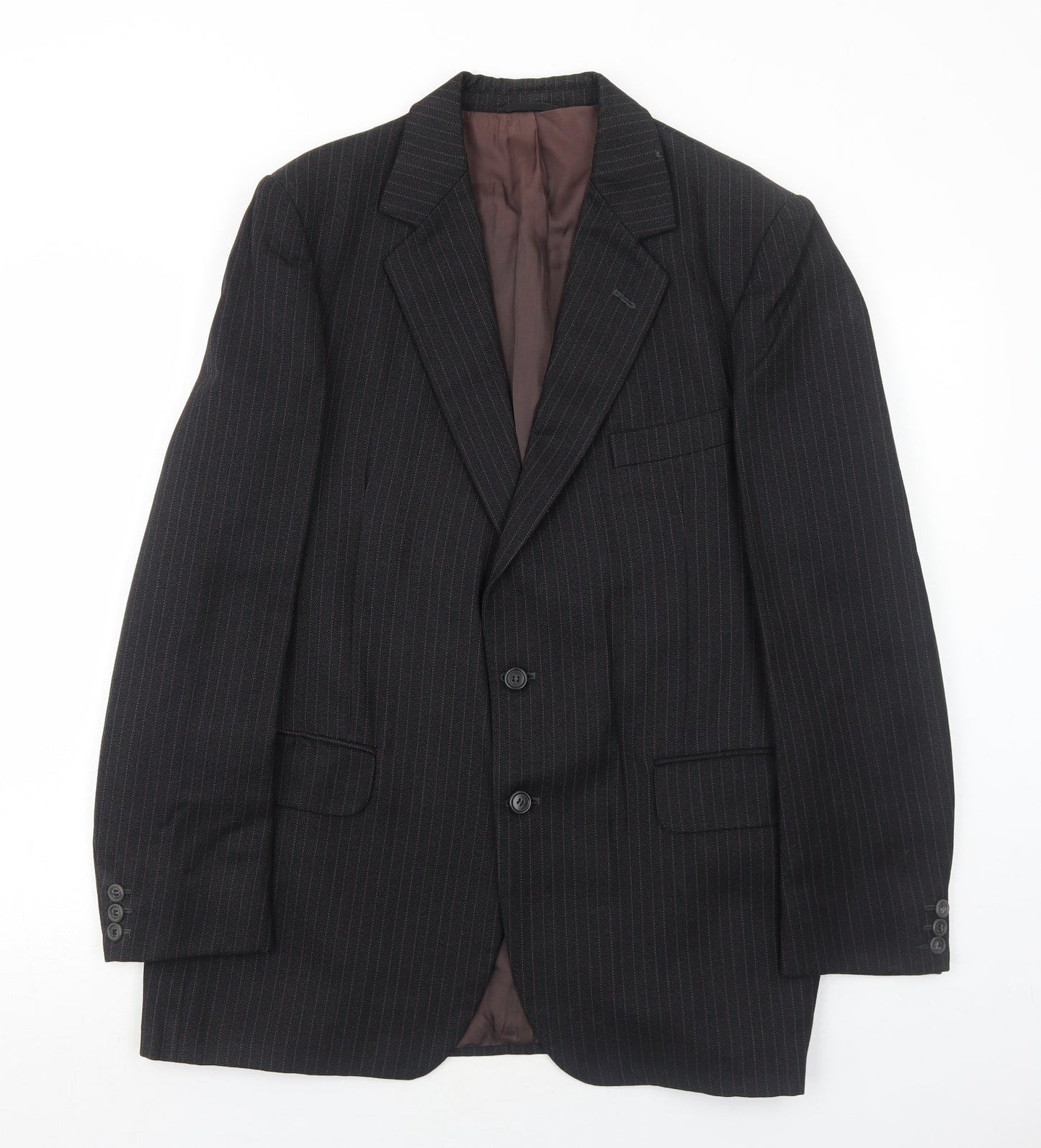 Maenson Mens Black Striped Polyester Jacket Suit Jacket Size 42 Regular