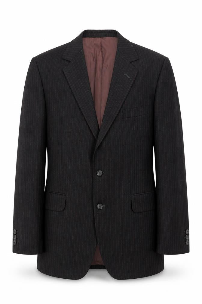 Maenson Mens Black Striped Polyester Jacket Suit Jacket Size 42 Regular