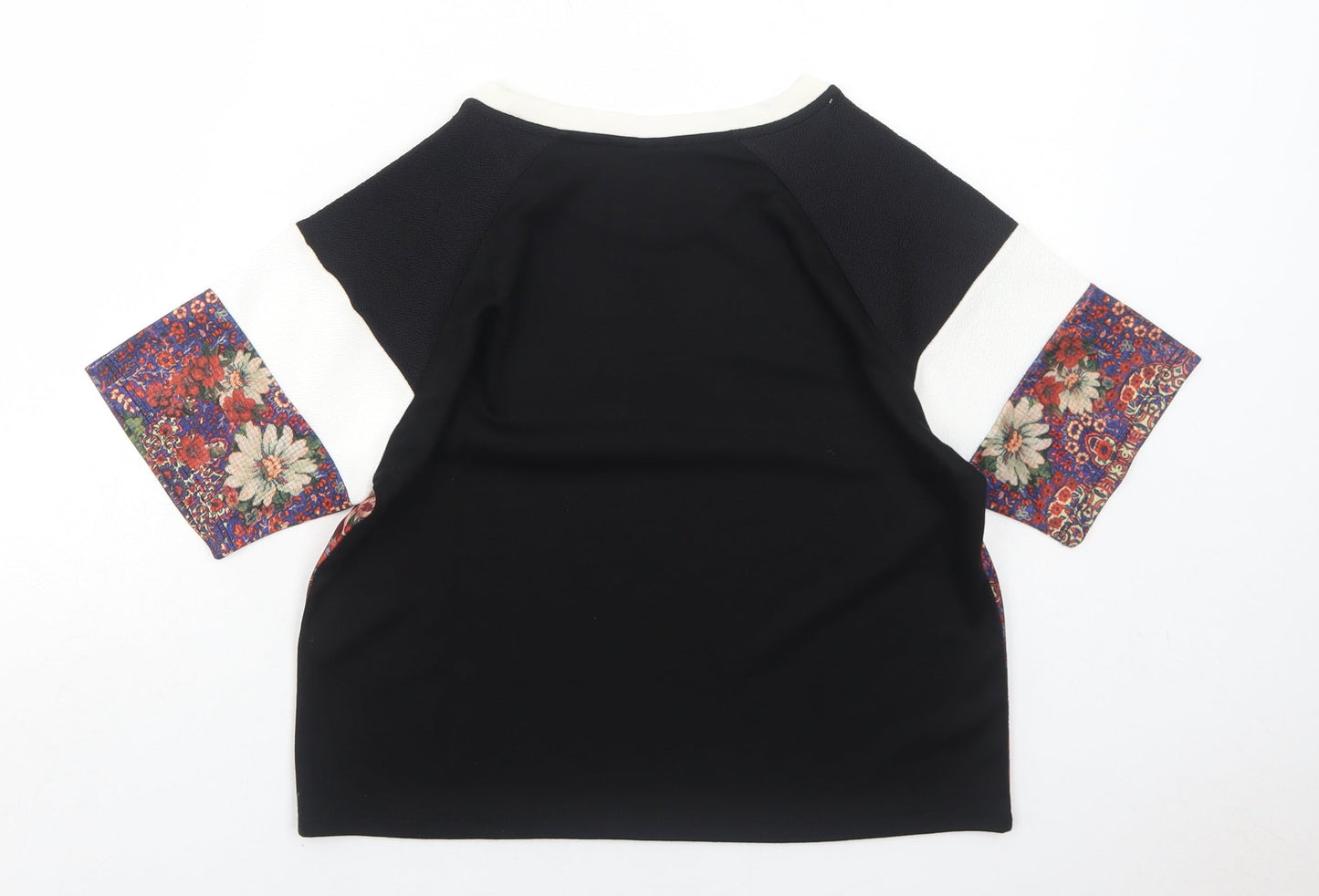 Topshop Womens Multicoloured Geometric Polyester Basic Blouse Size 8 Round Neck