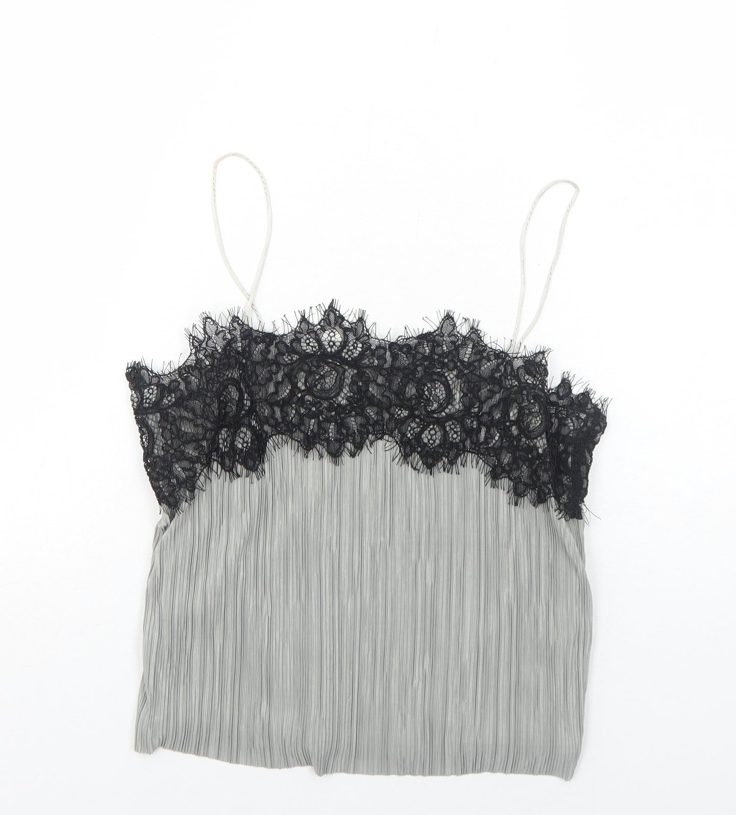 Pins & Needles Womens Grey Polyester Cropped Tank Size XS Square Neck - Lace Details