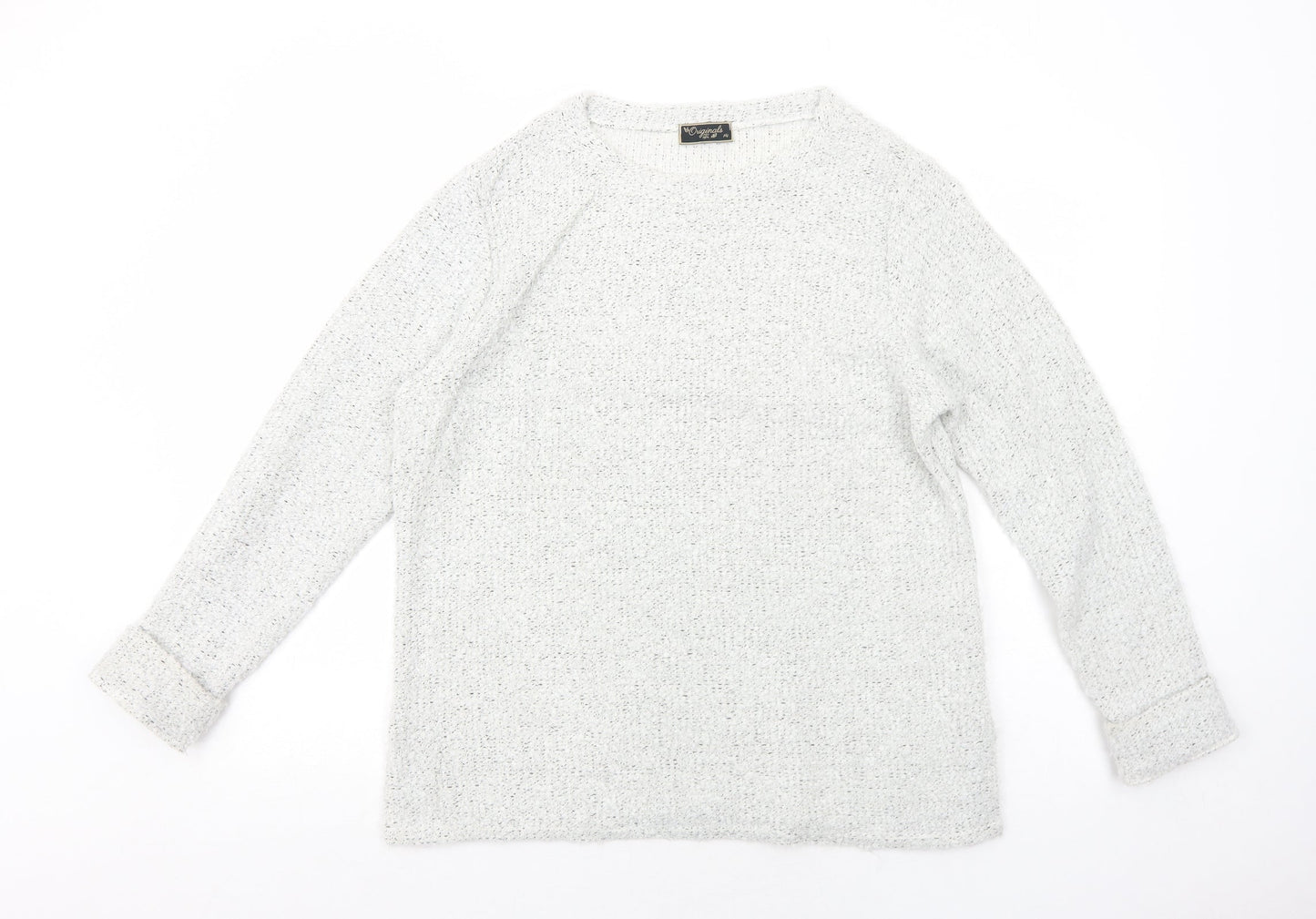 Originals Womens White Boat Neck Acrylic Pullover Jumper Size 14