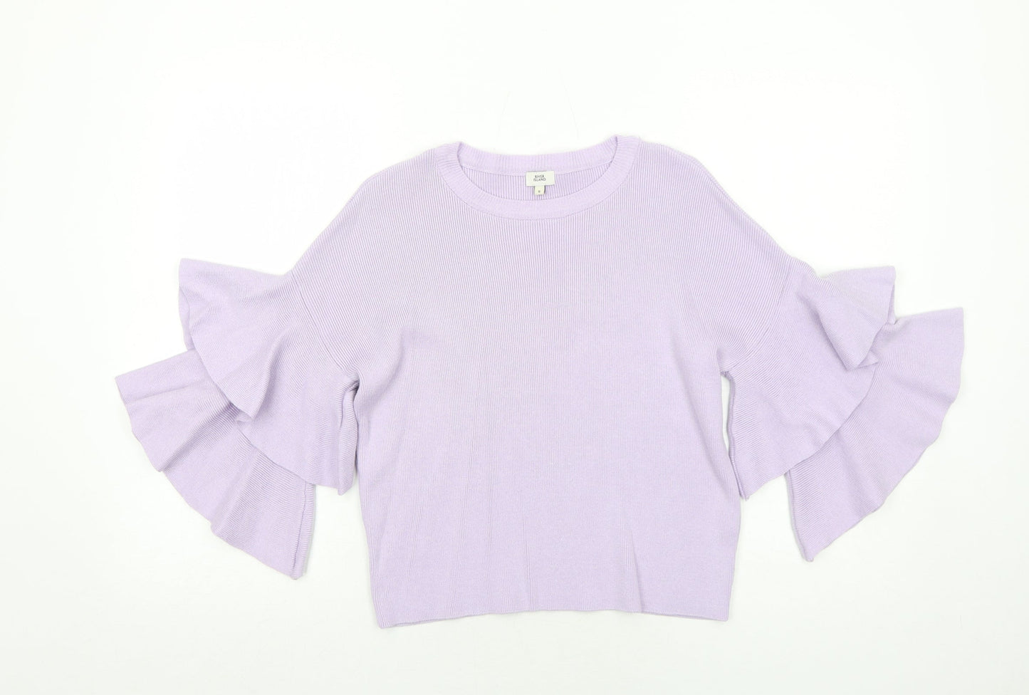 River Island Womens Purple Boat Neck Cotton Pullover Jumper Size 6