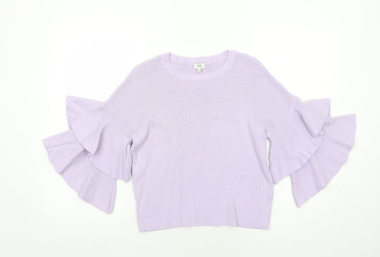 River Island Womens Purple Boat Neck Cotton Pullover Jumper Size 6