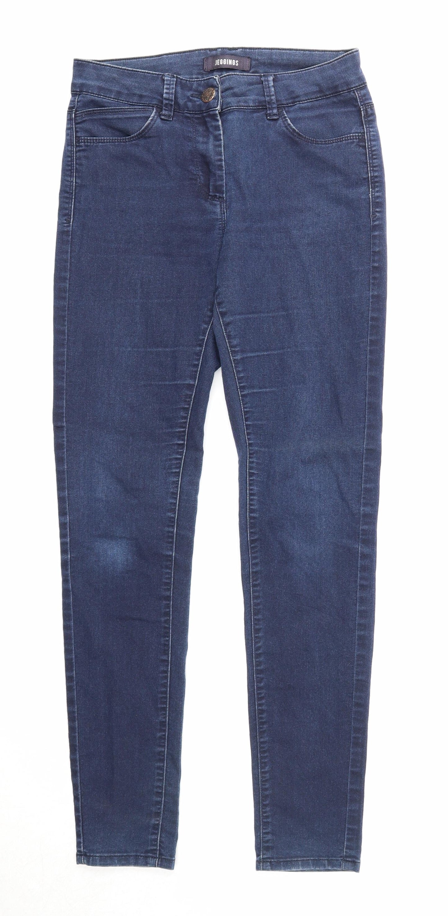 Marks and Spencer Womens Blue Cotton Jegging Jeans Size 8 Regular Zip