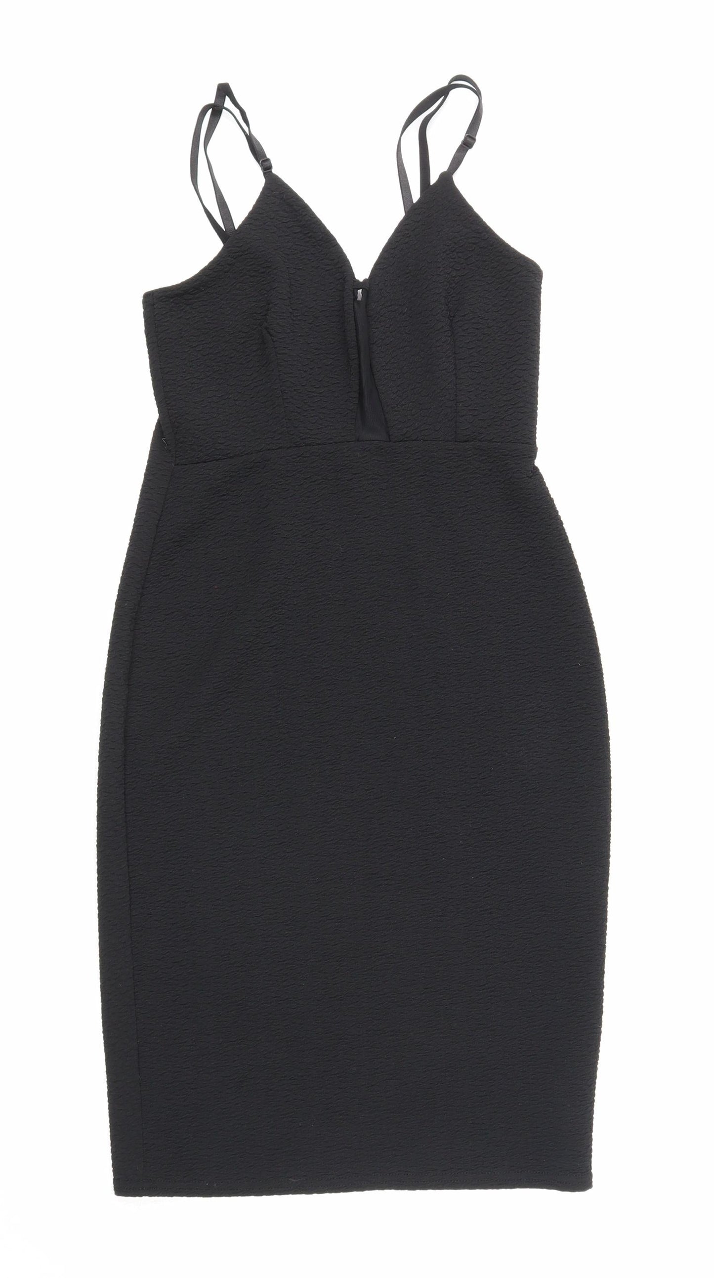 New Look Womens Black Polyester Bodycon Size 10 V-Neck Pullover