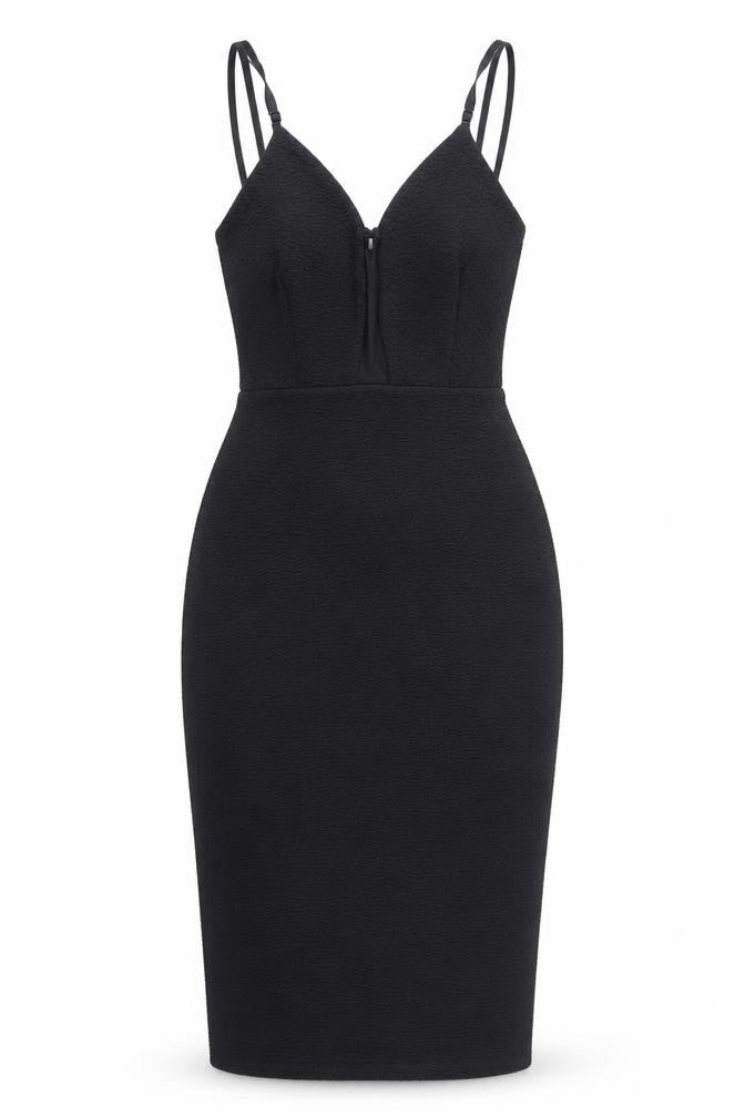 New Look Womens Black Polyester Bodycon Size 10 V-Neck Pullover