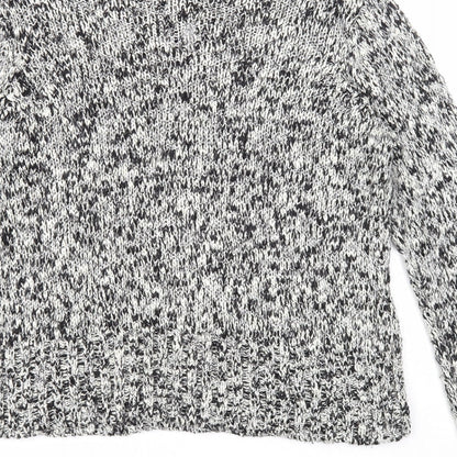 First Issue Womens Black Round Neck Acrylic Pullover Jumper Size M