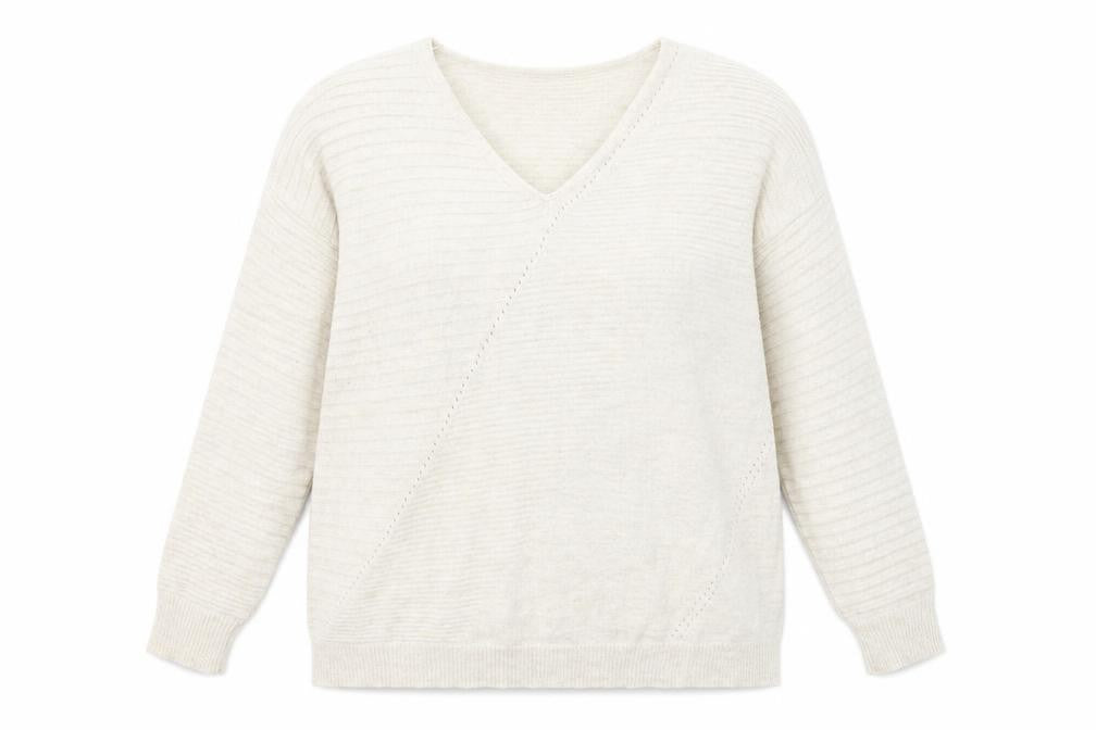 Topshop Womens Beige V-Neck Acrylic Pullover Jumper Size 12