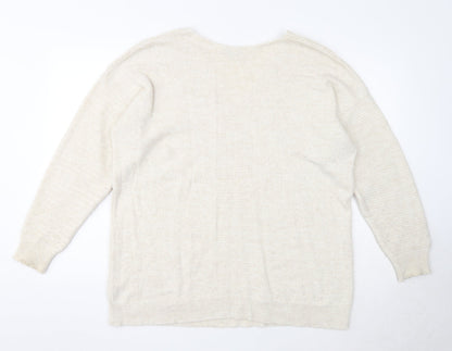 Topshop Womens Beige V-Neck Acrylic Pullover Jumper Size 12