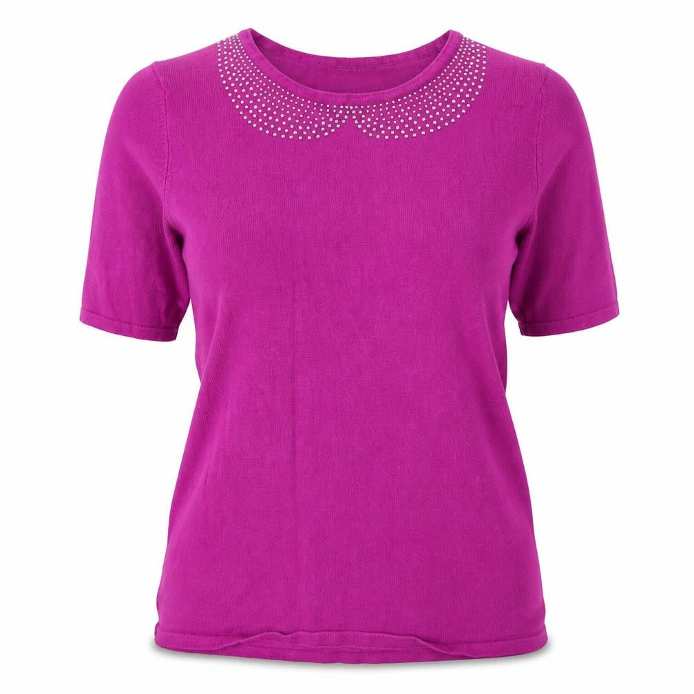 Bonmarché Womens Purple Round Neck Viscose Pullover Jumper Size M