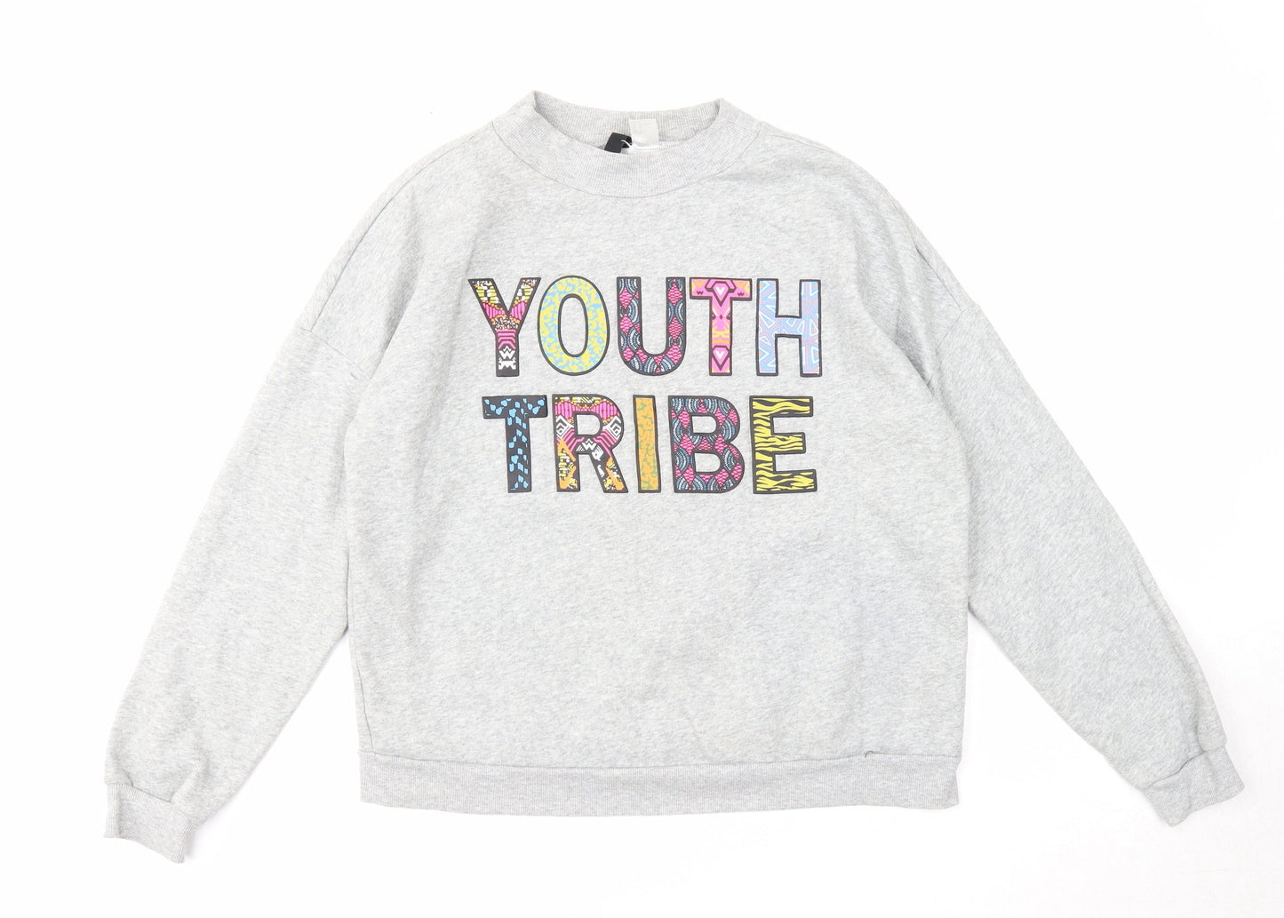 Divided by H&M Womens Grey Cotton Pullover Sweatshirt Size L Pullover - Youth Vibe