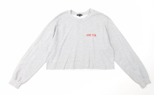 Topshop Womens Grey Cotton Pullover Sweatshirt Size M Pullover - Amour