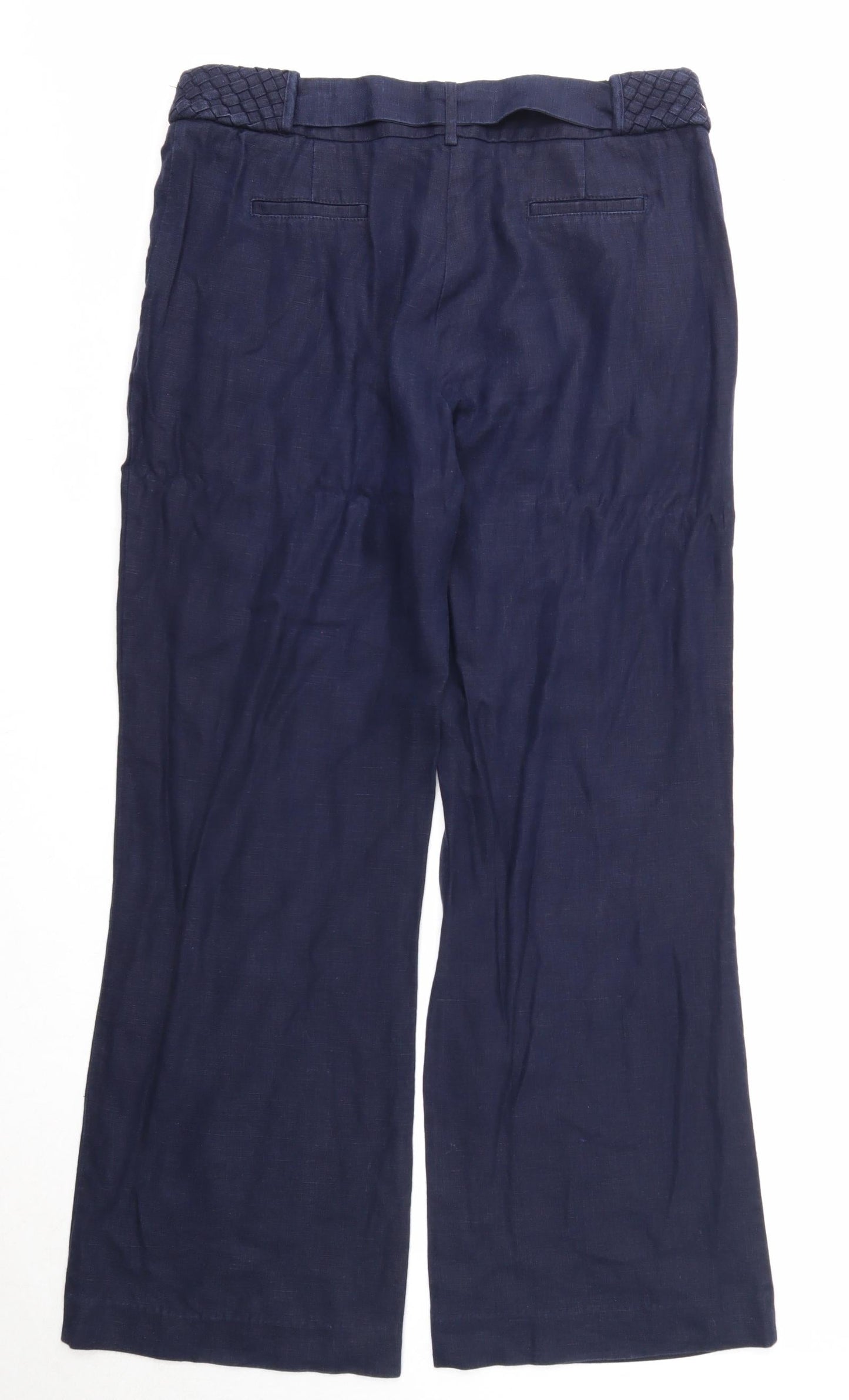 Per Una Womens Blue Polyester Trousers Size 14 Regular Zip