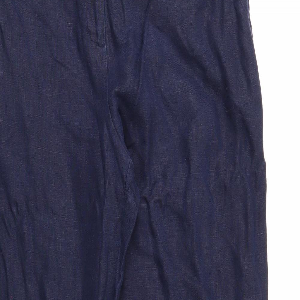 Per Una Womens Blue Polyester Trousers Size 14 Regular Zip