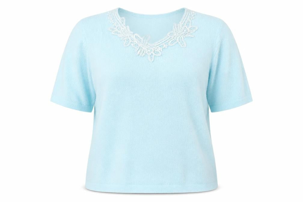 EWM Womens Blue V-Neck Acrylic Pullover Jumper Size 14