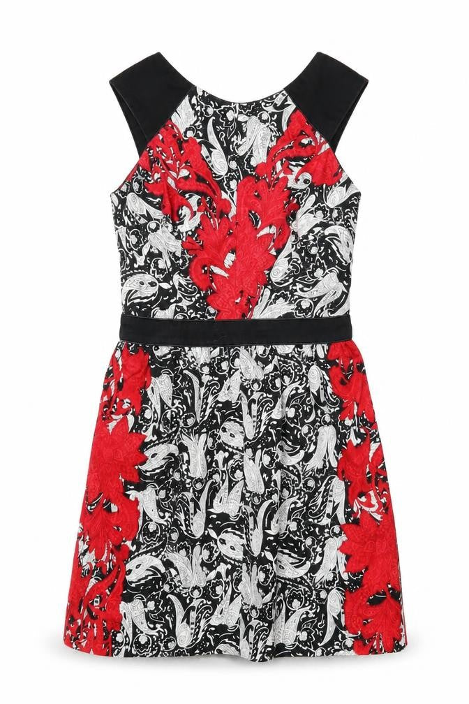 Warehouse Womens Multicoloured Geometric Polyester A-Line Size 10 Round Neck Zip