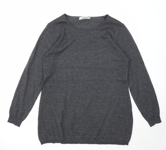 Fabrizio Mens Grey Round Neck Acrylic Pullover Jumper Size S Long Sleeve