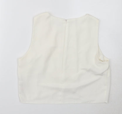 Miss Selfridge Womens White Polyester Basic Tank Size 12 Round Neck