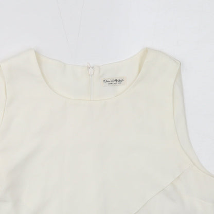 Miss Selfridge Womens White Polyester Basic Tank Size 12 Round Neck