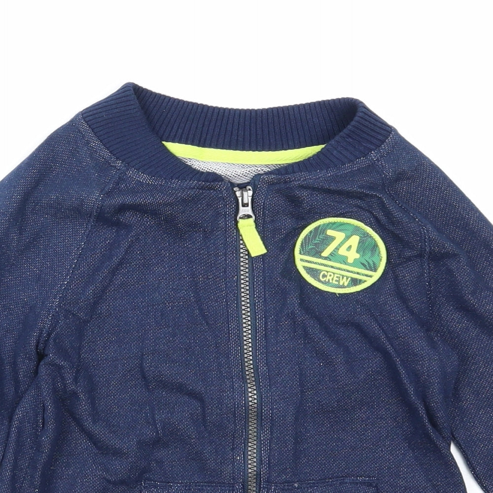 Mothercare Boys Blue Cotton Full Zip Sweatshirt Size 6 Years Zip