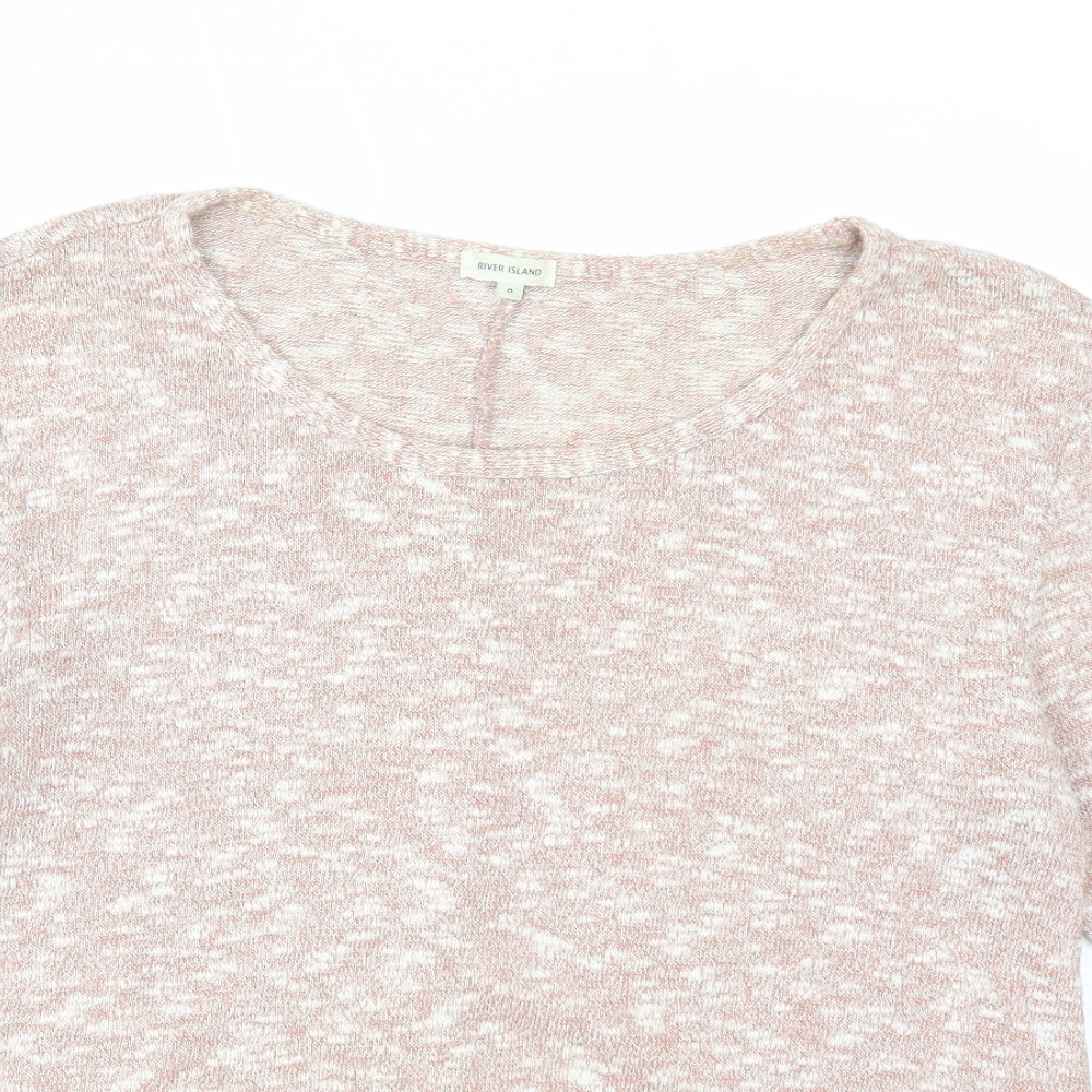 River Island Womens Pink Boat Neck Cotton Pullover Jumper Size 8