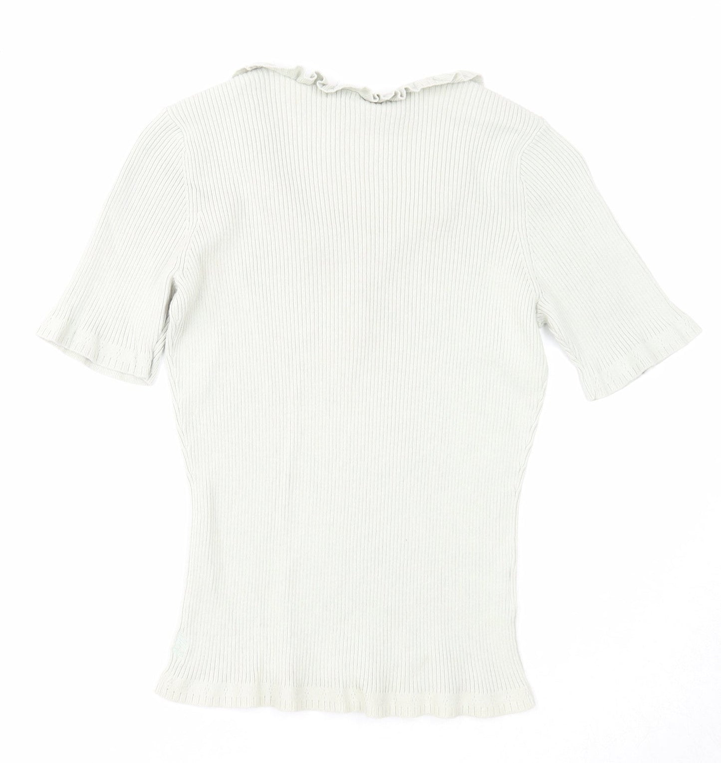RIVER WOODS Womens Grey Cotton Basic T-Shirt Size 14 Round Neck