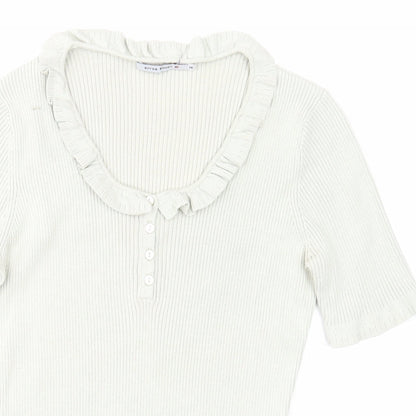 RIVER WOODS Womens Grey Cotton Basic T-Shirt Size 14 Round Neck