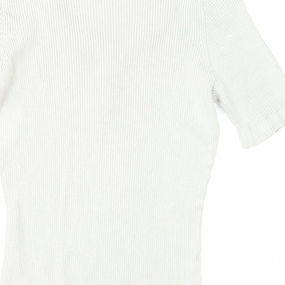 RIVER WOODS Womens Grey Cotton Basic T-Shirt Size 14 Round Neck