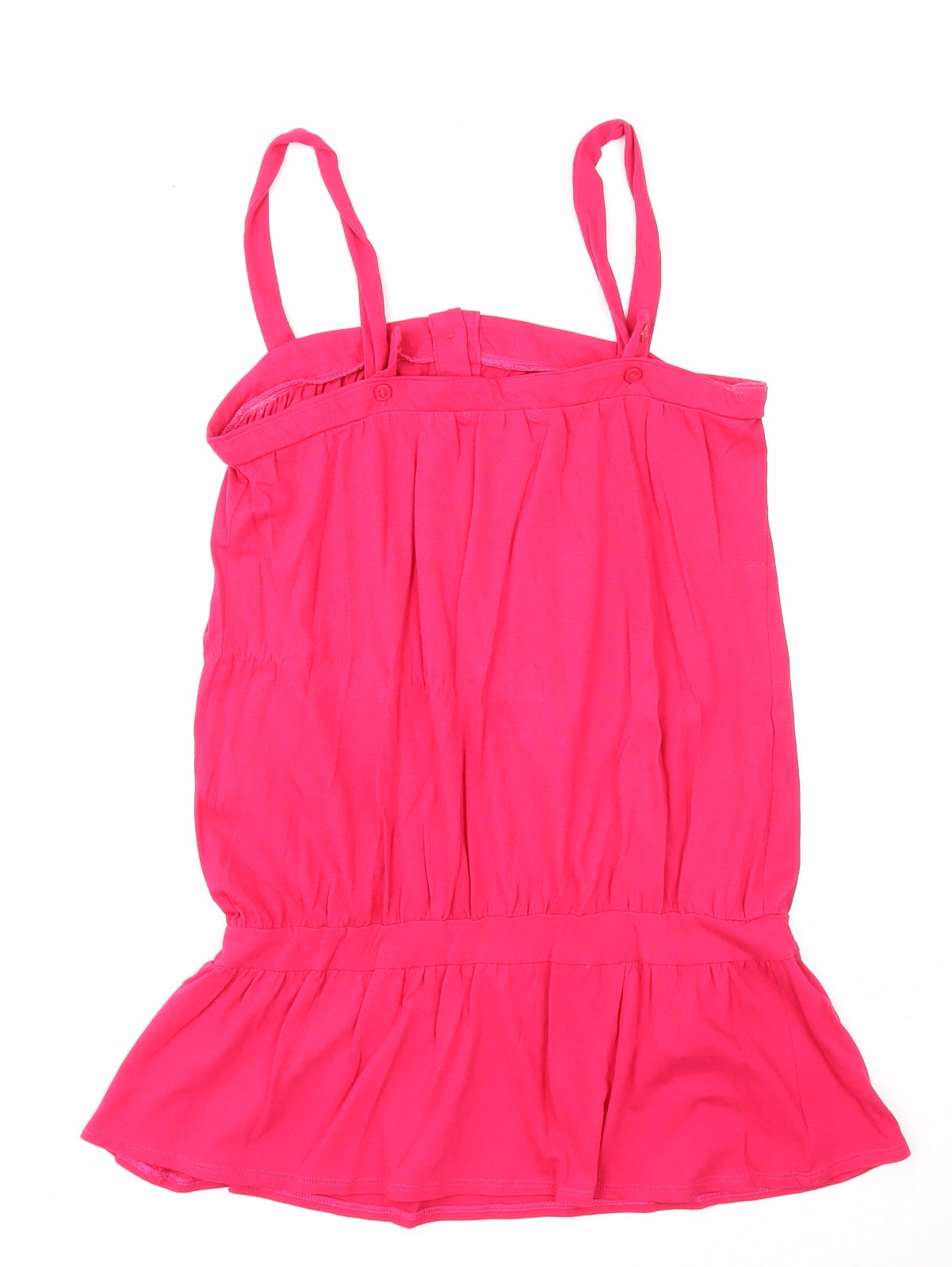 Marks and Spencer Womens Pink 100% Cotton Basic Tank Size 10 Square Neck