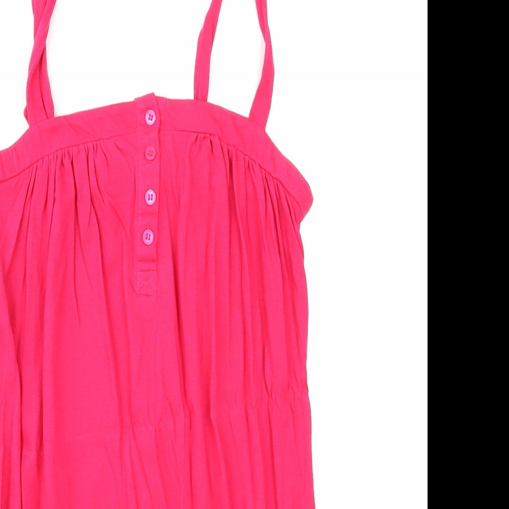 Marks and Spencer Womens Pink 100% Cotton Basic Tank Size 10 Square Neck