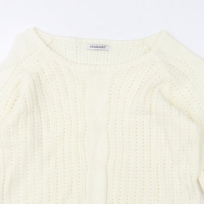 Damart Womens Ivory Boat Neck Acrylic Pullover Jumper Size 10