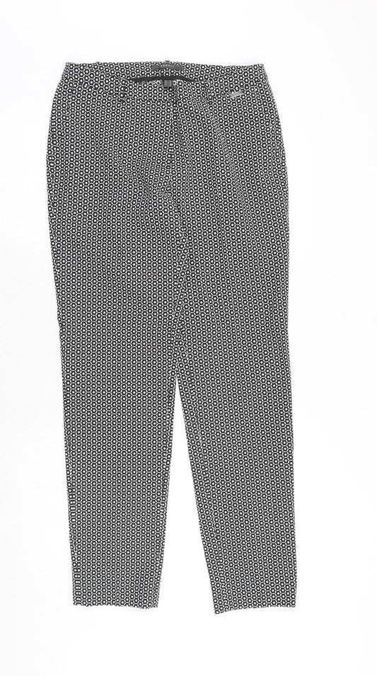 Esprit Womens Black Geometric Polyester Trousers Size 10 Regular Zip