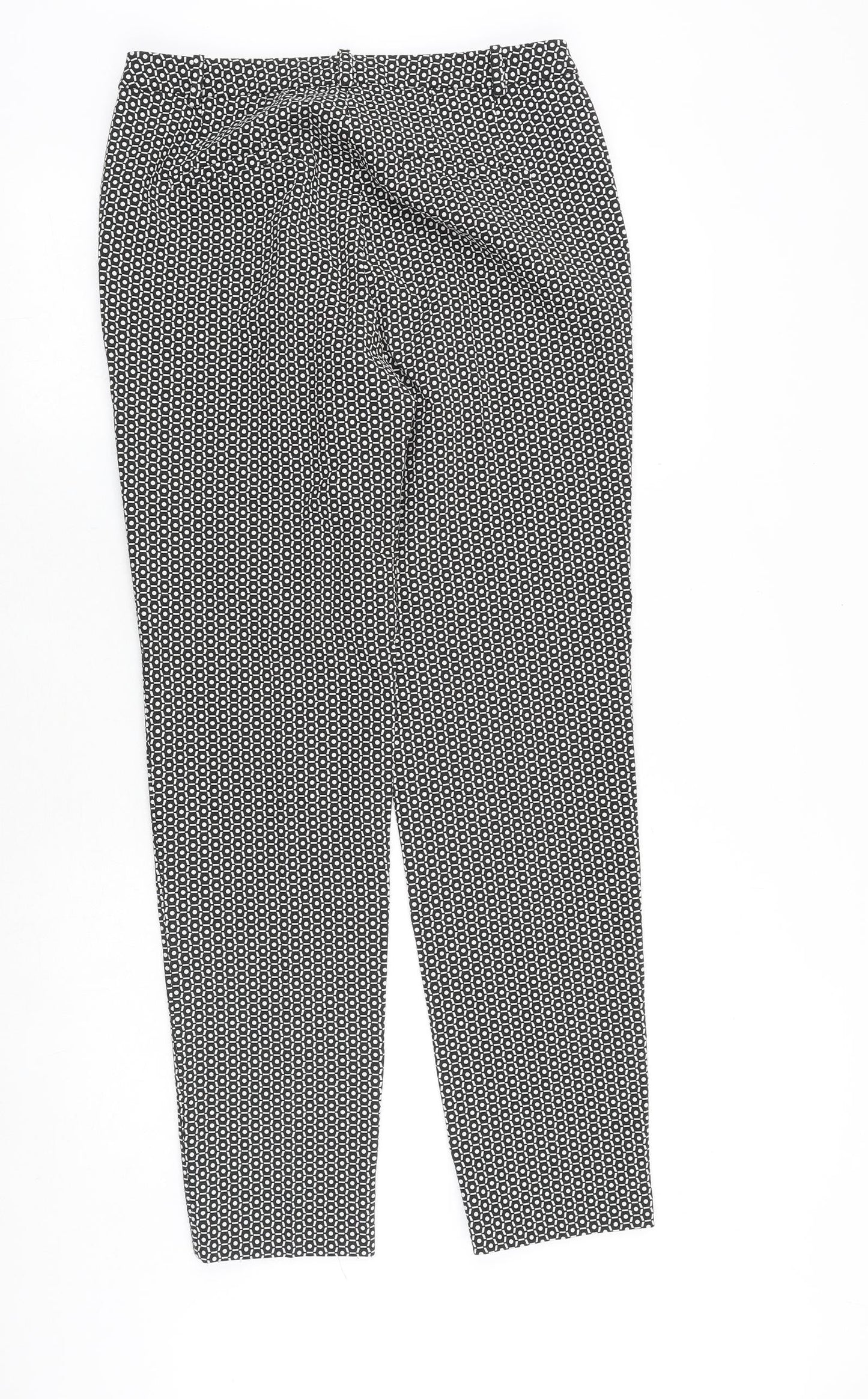 Esprit Womens Black Geometric Polyester Trousers Size 10 Regular Zip